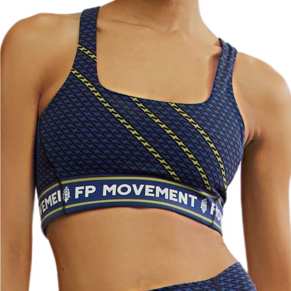 FP Movement by Free People Navy and Yellow Sports Bra